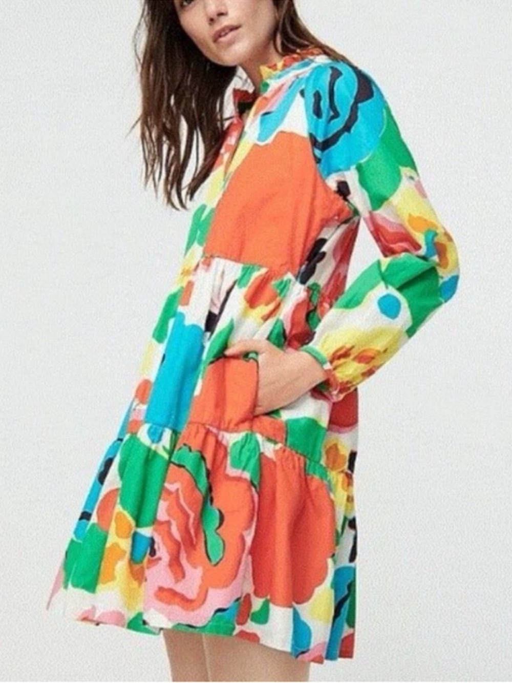 J. Crew Tiered Popover in Ratti Floral Print. Size Large. Like New. - Picture 4 of 4